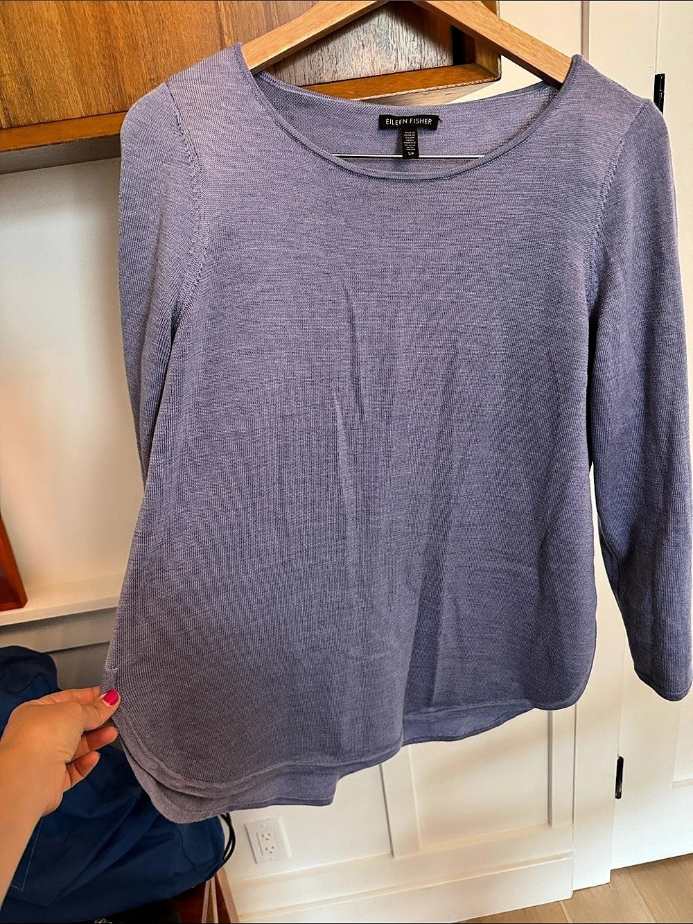 Eileen Fisher Merino Wool Crewneck Tunic Small Purple